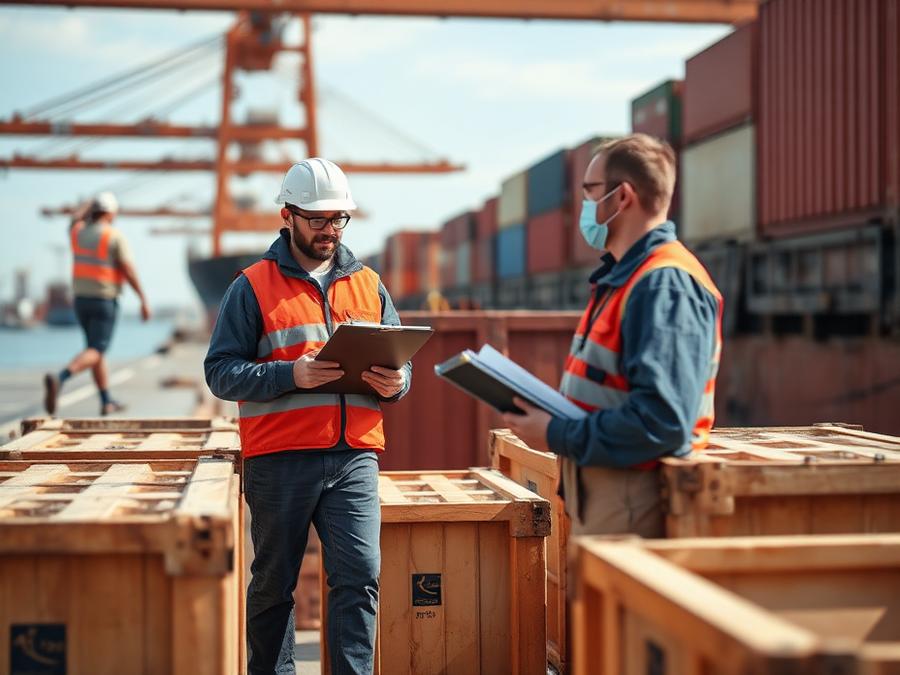 Checking goods at the port