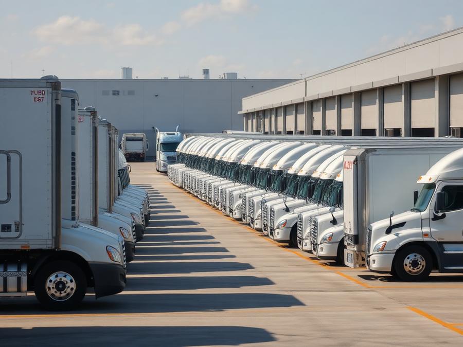 Truck fleet at the distribution warehouse