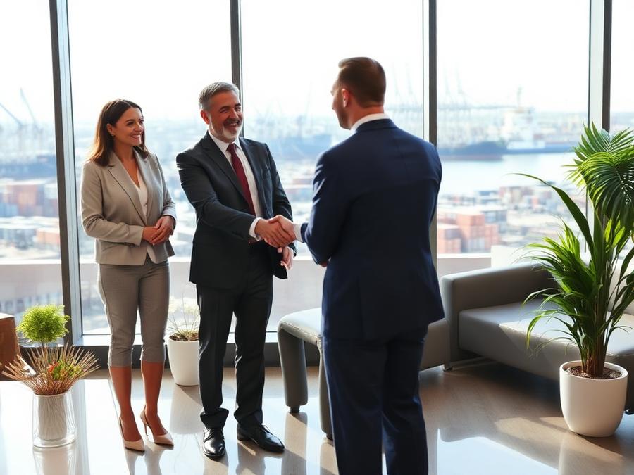 Meeting with clients at the office